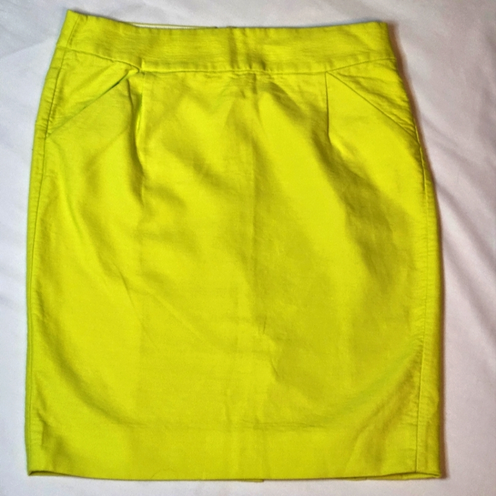 J Crew Pencil Skirt Size 6 Neon Yellow